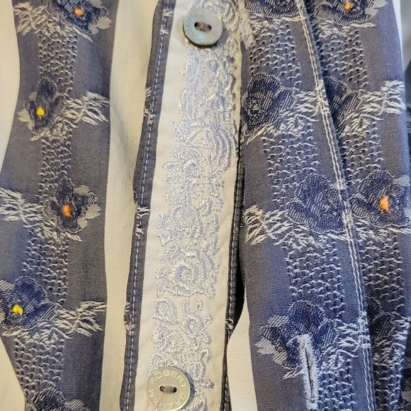 Robert Graham Men 3XL Flip Cuff Button Up Long Sleeve Shirt Stripes Roses Pearl - Picture 12 of 14